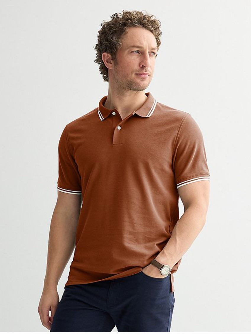 Sonoma Brown Polo Shirt With Contrast Trim Size Xxl